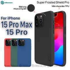 ỐP LƯNG IPHONE 15 PRO MAX - 15 PRO NILLKIN NHỰA CỨNG VIỀN DẺO - Super Frosted Shield Pro - CHÍNH HÃNG