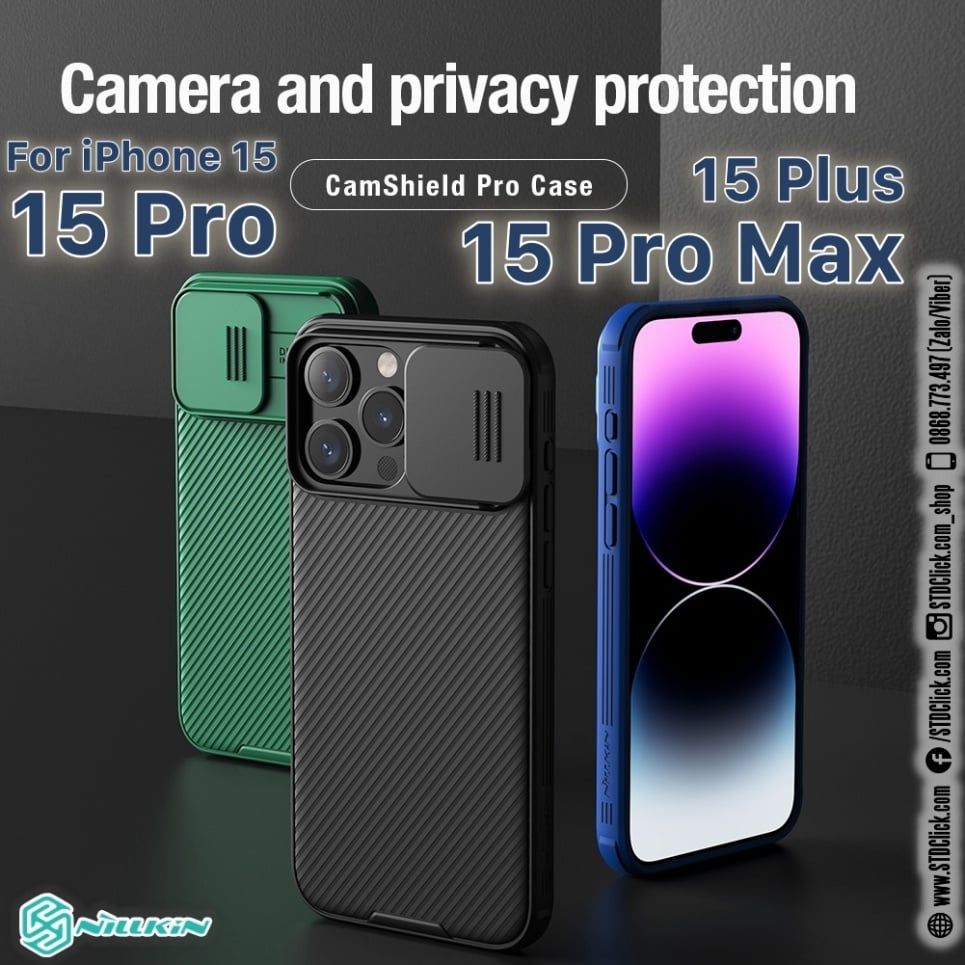 ỐP LƯNG IPHONE 15 PRO MAX - 15 PRO NILLKIN CAMSHIELD PRO NILLKIN CHÍNH HÃNG