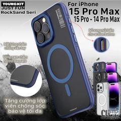 ỐP LƯNG IPHONE 15 PRO MAX - 15 PRO - 14 PRO MAX YOUNGKIT ROCK SAND Skin Feel CHÍNH HÃNG - HỔ TRỢ SẠC KHÔNG DÂY TỪ TÍNH