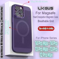 ỐP LƯNG IPHONE 14 PRO MAX - 14 PRO - 13 PRO MAX - 12 PRO MAX LIKGUS GLEAM CH.HÃNG TẢN NHIỆT 4 CHIỀU - NAM CHÂM TỪ TÍNH