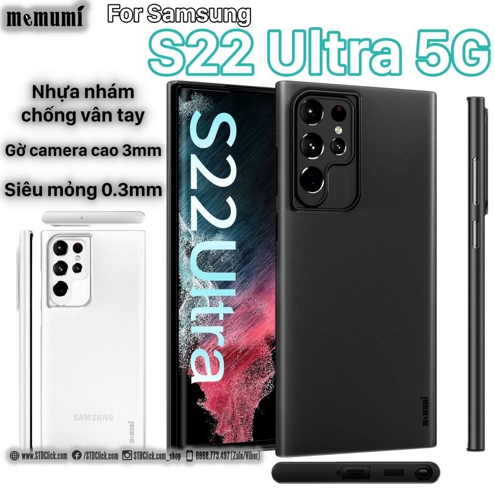 ỐP LƯNG SAMSUNG GALAXY S22 ULTRA 5G MEMUMI MỎNG LỤA CHÍNH HÃNG