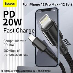 DÂY CÁP SẠC TYPE C TO LIGHTNING PD 20W BASEUS CHÍNH HÃNG CHO DÒNG IPHONE 12 và IPHONE 13