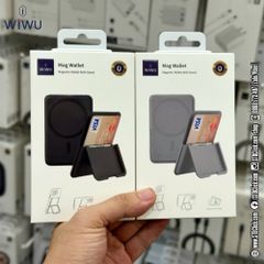 Ví da đựng thẻ hít lưng WiWU Mag Wallet MW-001 chính hãng - báo animation và kèm giá đỡ rảnh tay