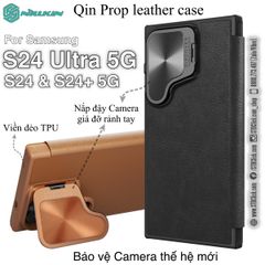 BAO DA SAMSUNG GALAXY S24 ULTRA 5G NILLKIN QIN PROP Chính hãng - bảo vệ Camera kiêm giá đỡ