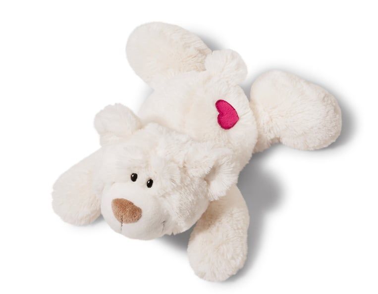 Đồ chơi thú nhồi bông 20cm gấu trắng nằm White Teddy Bear love lying | NICI-38579