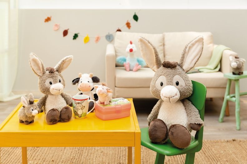 Gối nhồi bông 43x25cm-lừa con donkey Lee Farm friends GREEN-Nici Germany-49036