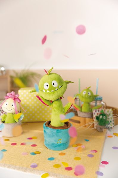 Thú nhồi bông 32cm-carnivorous plant Gisela nhảy múa GREEN Happy Flowers dancing-Nici Germany-49089