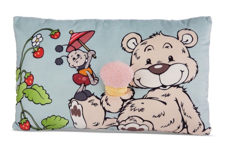 Đồ chơi thú bông 43x25cm gấu dâu Bendix và que kem hình gối bông Teddy Bear with ice cream cushion GREEN | NICI-49448 (con)