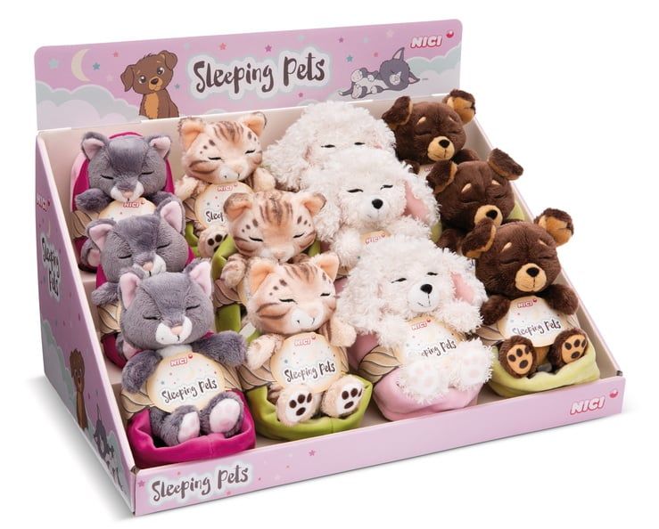 Thú nhồi bông 12cm 49745 |sleeping pets chó mèo ngủ ngoan|NICI Germany