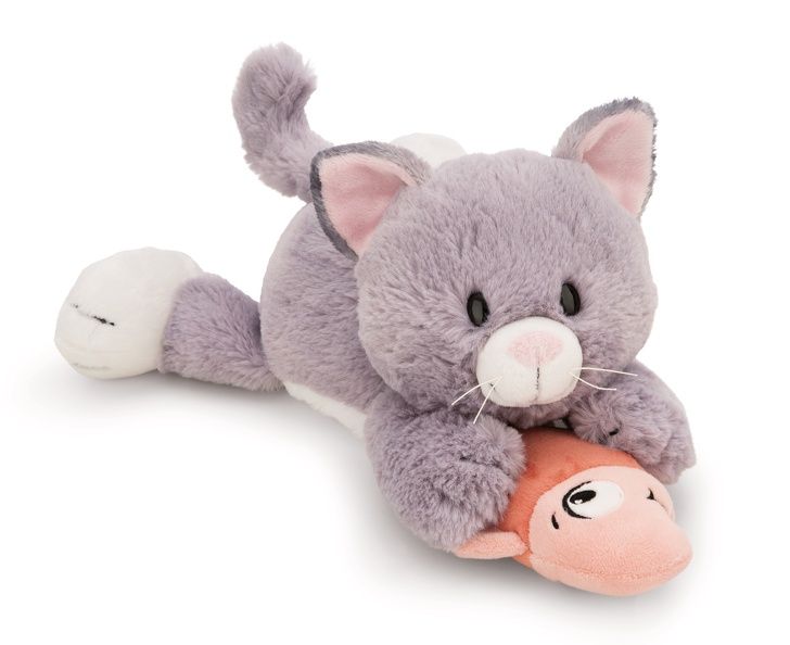 Thú nhồi bông 30cm 62153 |cat gray fish lying mèo ăn cá nằm|NICI Germany