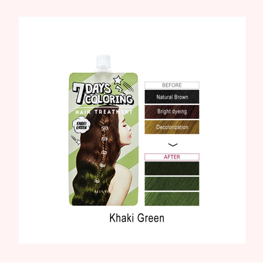 THUỐC NHUỘM TÓC 7 NGÀY MÀU XANH LÁ KHAKI - MISSHA 7 DAYS COLORING HAIR TREATMENT (KHAKI FREEN)