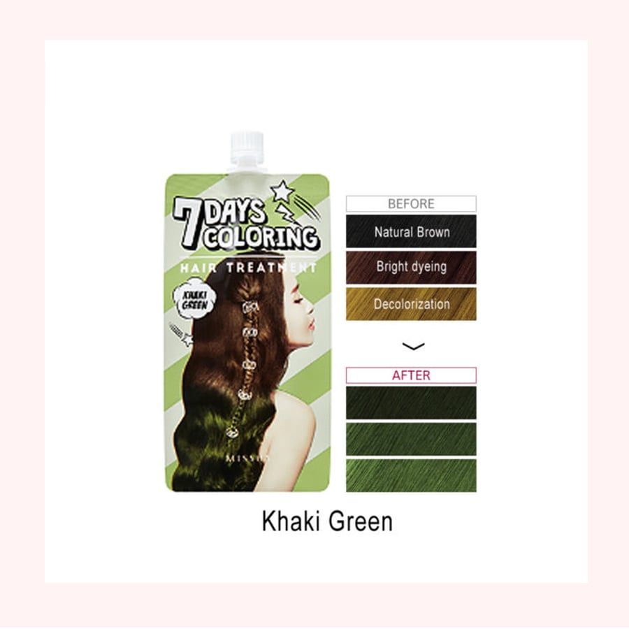 THUỐC NHUỘM TÓC 7 NGÀY MÀU XANH LÁ KHAKI - MISSHA 7 DAYS COLORING HAIR TREATMENT (KHAKI FREEN)