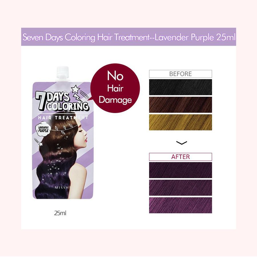 THUỐC NHUỘM TÓC 7 NGÀY MÀU TÍM LAVENDER - MISSHA 7 DAYS COLORING HAIR TREATMENT (LAVENDER PURPLE)