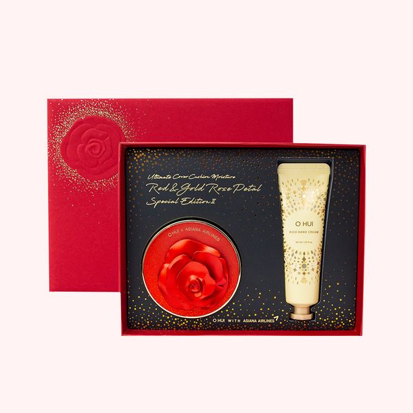  SET CUSHION OHUI ULTIMATE COVER MOISTURE RED ROSE + KEM DƯỠNG DA TAY OHUI RICH HAND CREAM 