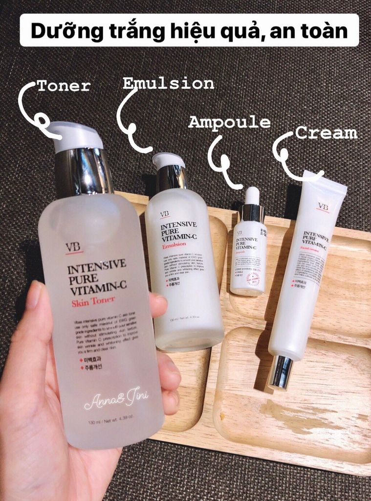 SET DƯỠNG TRẮNG VB INTENSE PURE VITAMIN C (TONER, TINH CHẤT, SỮA DƯỠNG,KEM DƯỠNG)