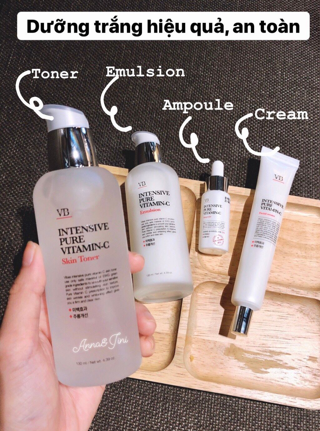 SET DƯỠNG TRẮNG VB INTENSE PURE VITAMIN C (TONER, TINH CHẤT, SỮA DƯỠNG,KEM DƯỠNG)