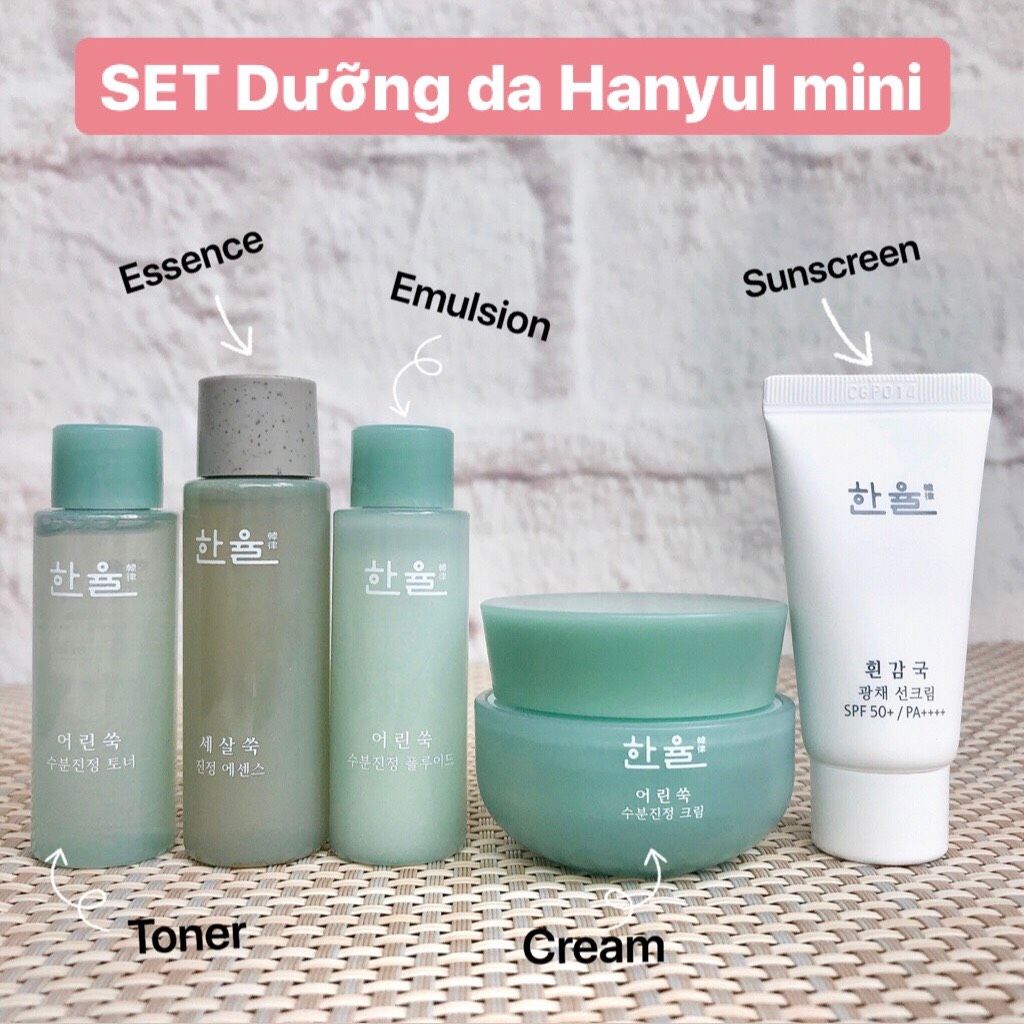 SET DƯỠNG PHỤC HỒI DA CHIẾT XUẤT LÁ NGẢI CỨU HANYUL MINI