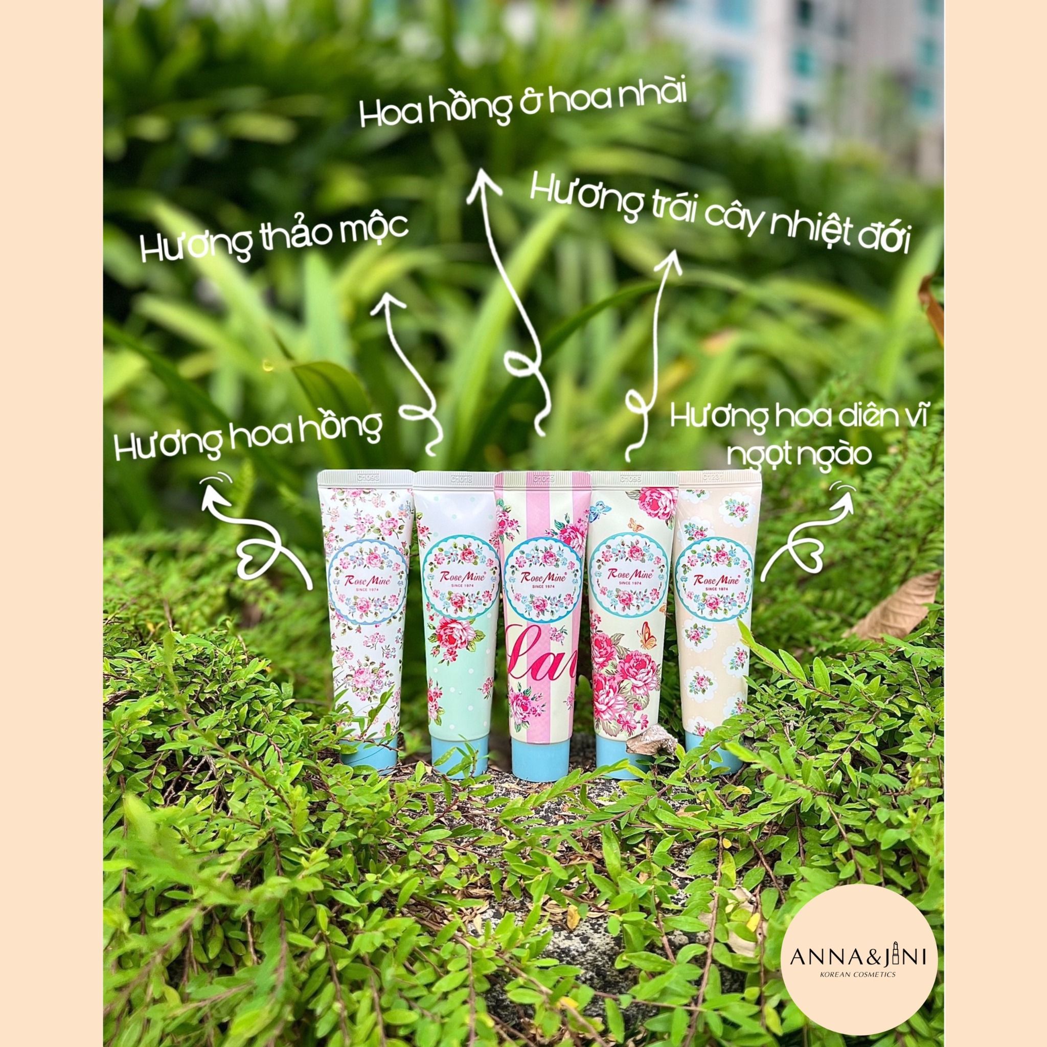 Combo 5 tuýp kem dưỡng da tay Rose Mine 60mL