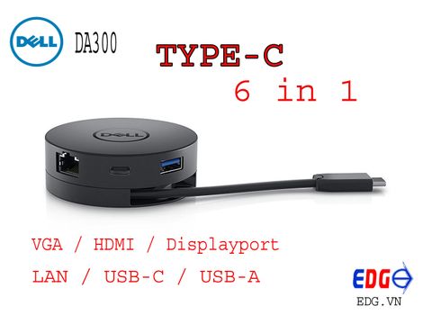 Bộ chuyển đổi Dell DA300 USB-C 6 in1