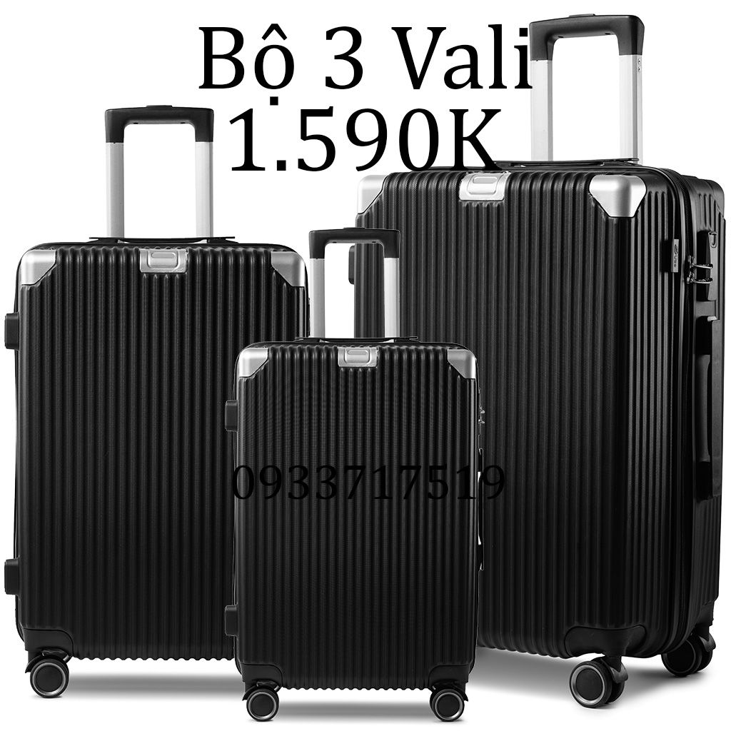 Bộ 3 Vali Chống Va Đập Tốt U218 Đen