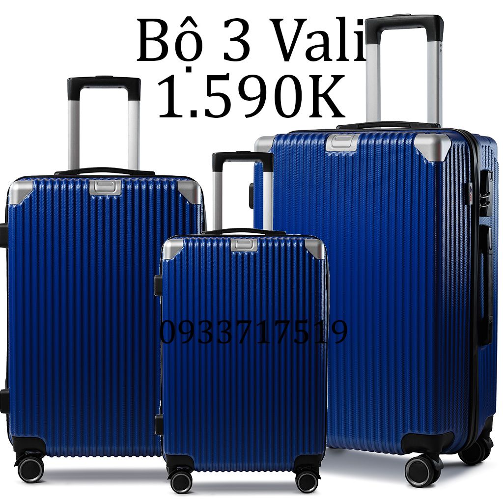 Bộ 3 Vali Chống Va Đập Tốt U218 Xanh Than