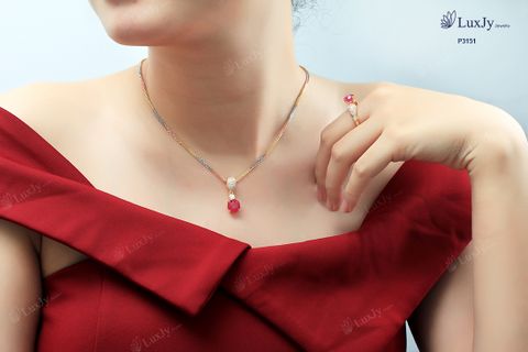  Mặt dây đính đá Ruby - P3151 