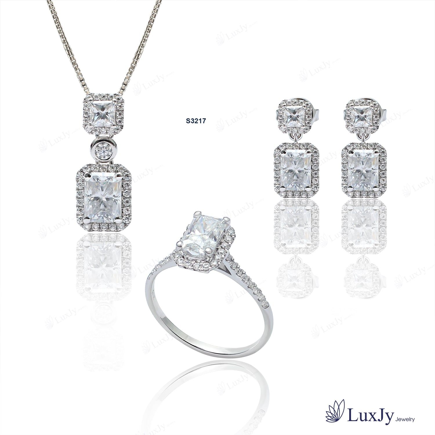 Bộ trang sức Kim cương Moissanite S3217