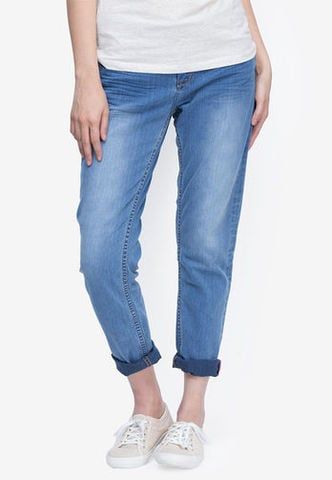 Quần jeans skinny Gioven Kelvin thêu hoa túi màu xanh dương