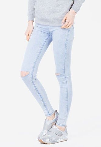 Quần skinny jeans rách New Look màu xanh jean nhạt