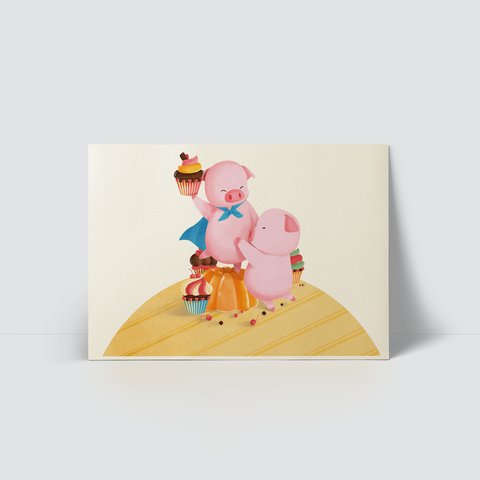 PIG COUPLE - EATING DESSERT