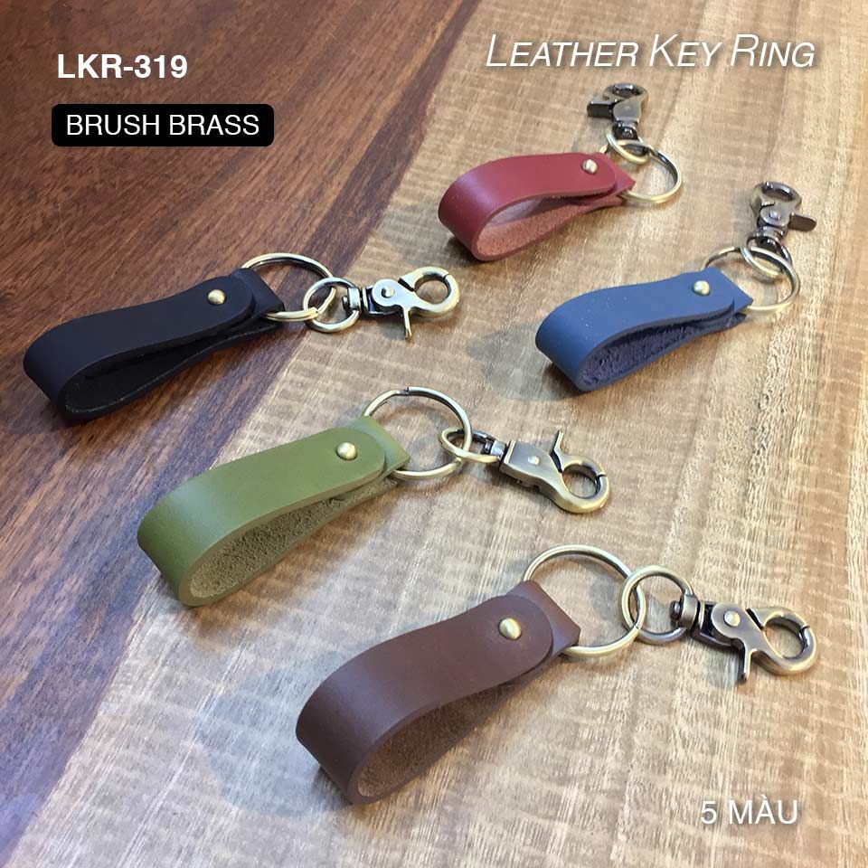 Móc khóa xe da thật khắc tên – Leather key ring