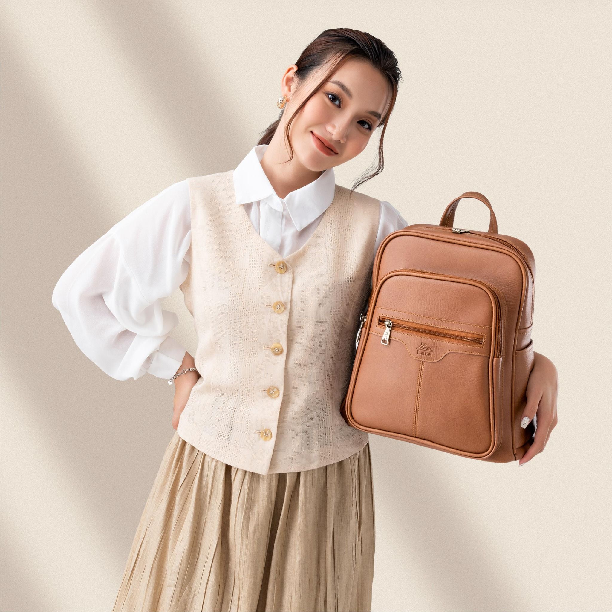 Balo da nữ Lata BAL40BD màu bò đậm
