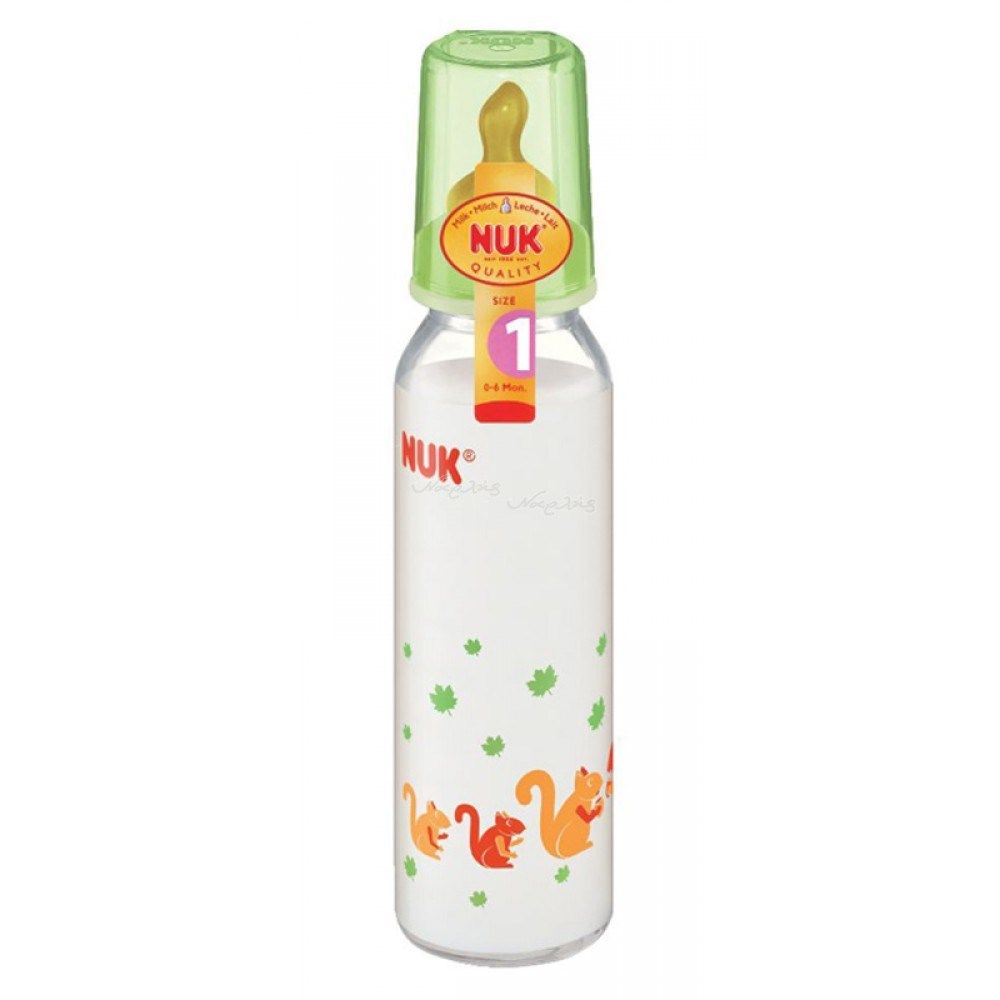 Bình cổ hẹp  Nuk 745018 (Núm cao su) (230ml)