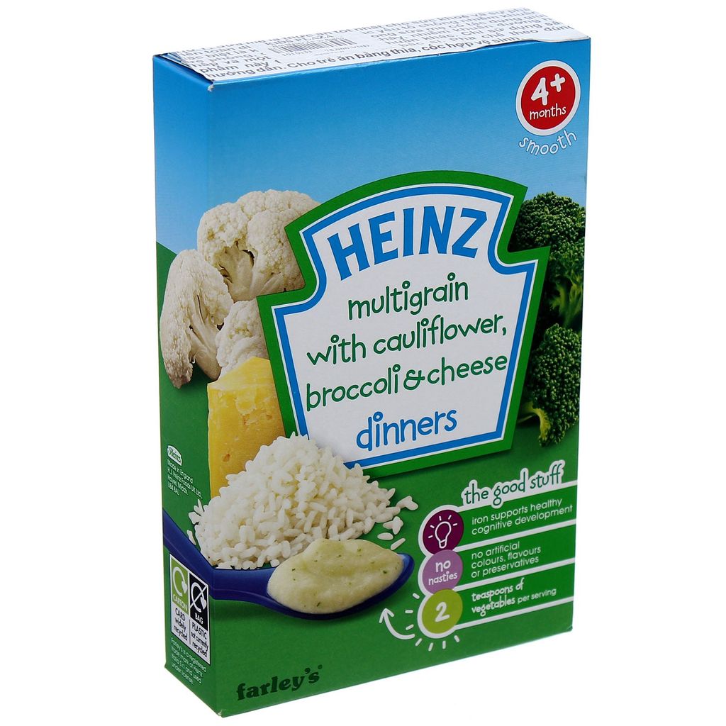 Bột ăn dặm Heinz vị súp lơ, bông cải và phô mai 4+ months ( 250g)