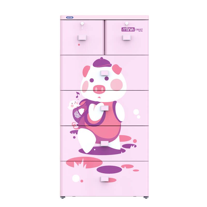 Tủ nhựa Mina 5 tầng Heo hồng