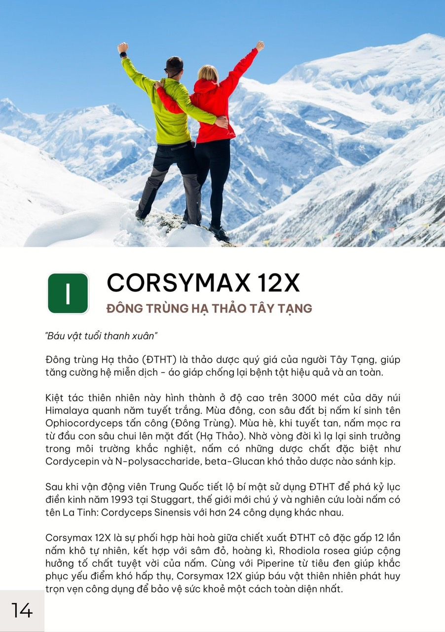 Riavita CorsyMax 12x - Đông Trùng Hạ Thảo Tây Tạng