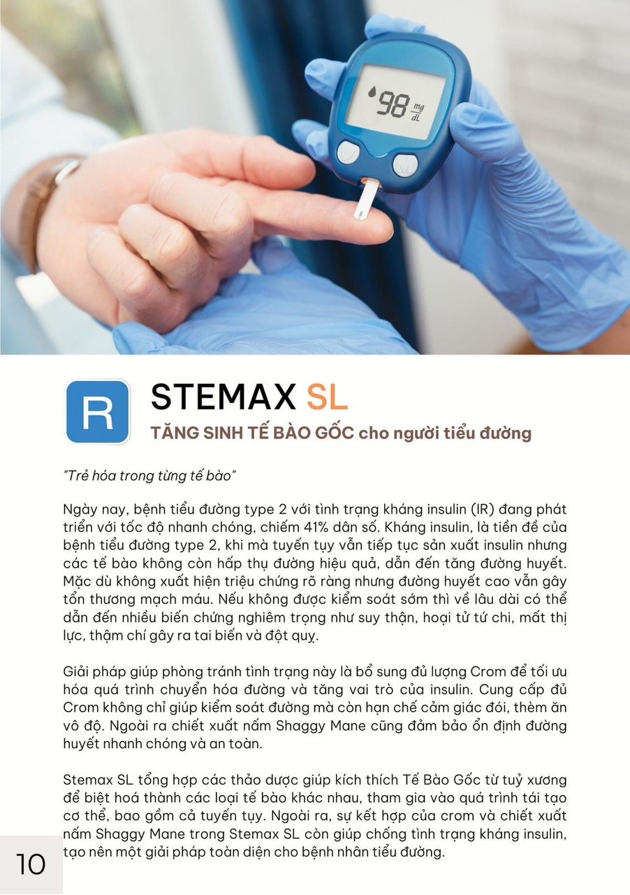 Riavita SteMax SL - Tế Bào Gốc Tiểu Đường