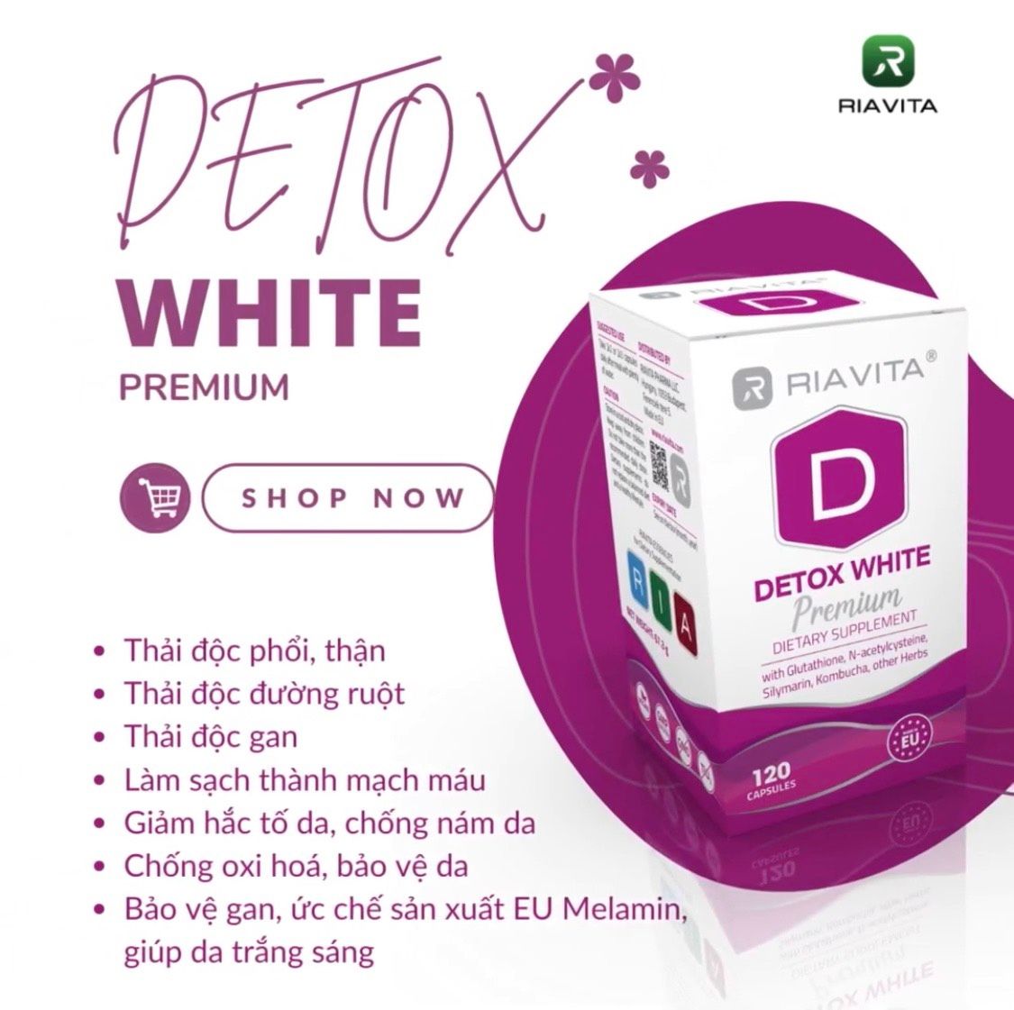 Riavita Detox White Premium - Thải độc cao cấp và trắng da