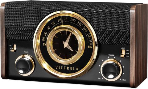 ĐÀI RADIO FM VỎ GỖ , LOA BLUETOOTH, ĐỒNG HỒ GIẢ CỔ VICTROLA VC-525