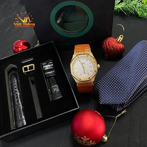  SET QUÀ DÀNH CHO NAM ( ĐỒNG HỒ SRWATCH GALAXY SG99993.4602GLA + DÂY DA CÁ SẤU HANDMADE + CARAVAT ) 