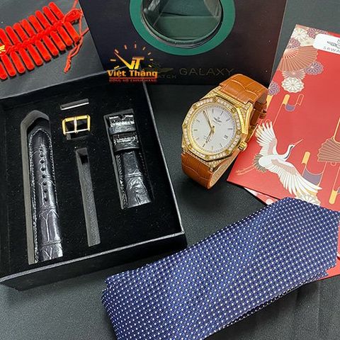  SET QUÀ DÀNH CHO NAM ( ĐỒNG HỒ SRWATCH GALAXY SG99993.4602GLA + DÂY DA CÁ SẤU HANDMADE + CARAVAT ) 