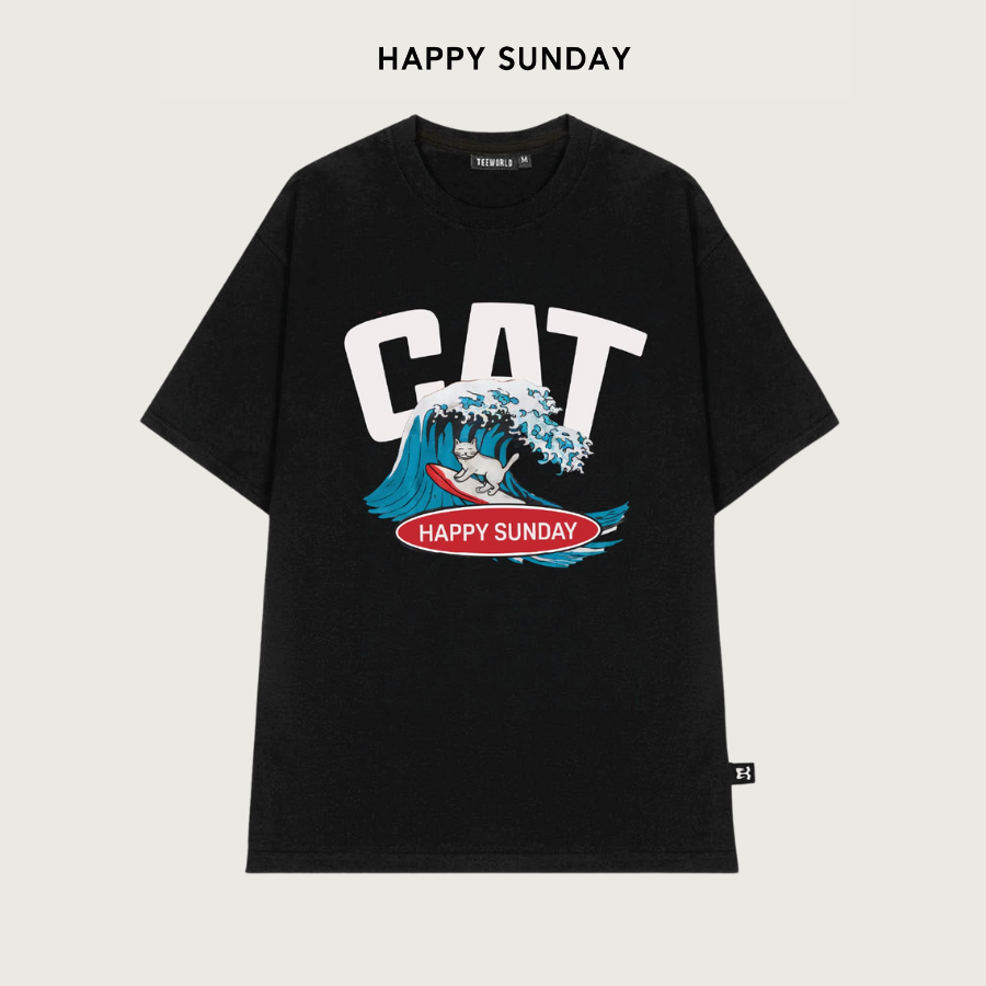 Áo Thun Local Brand Happy Sunday CAT T-shirt Form Rộng Unisex