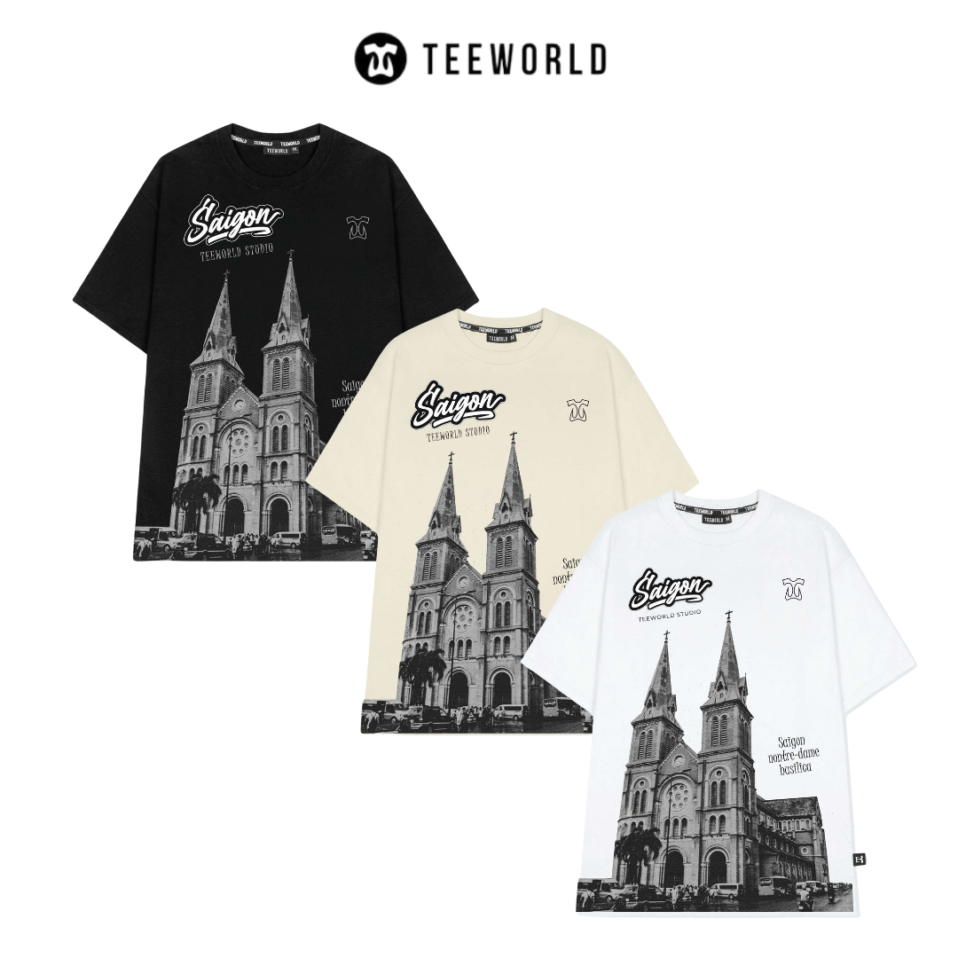 Áo Thun Local Brand Teeworld Nhà Thờ Đức Bà T-Shirt Nam Nữ Form Rộng Unisex