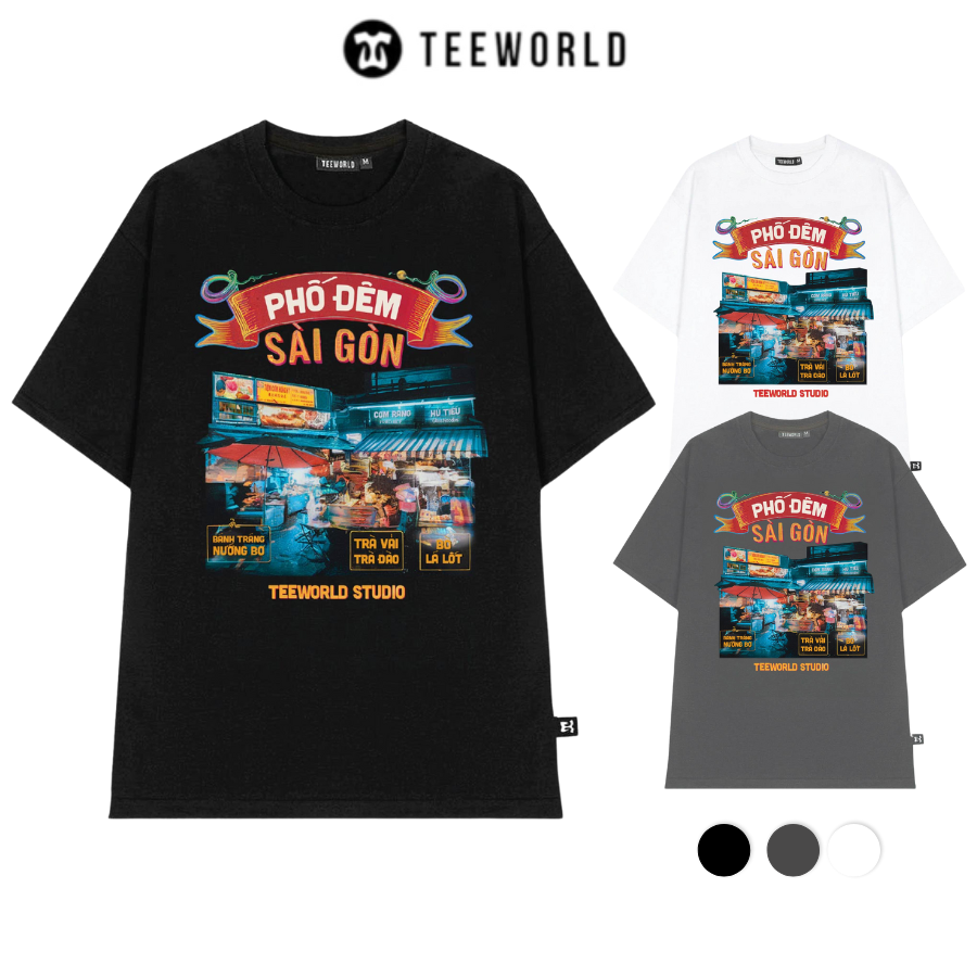Áo Thun Local Brand Teeworld Phố Đêm SÀI GÒN T-Shirt Nam Nữ Form Rộng Unisex