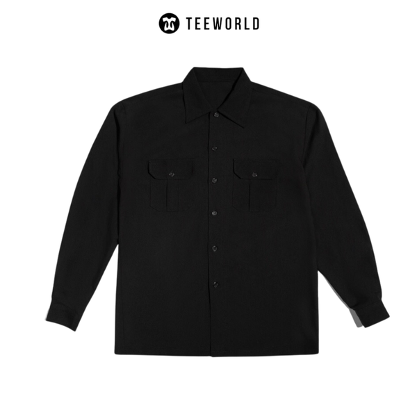  Áo sơ mi tay dài Teeworld long-sleeve Pocket shirt có túi Đen 