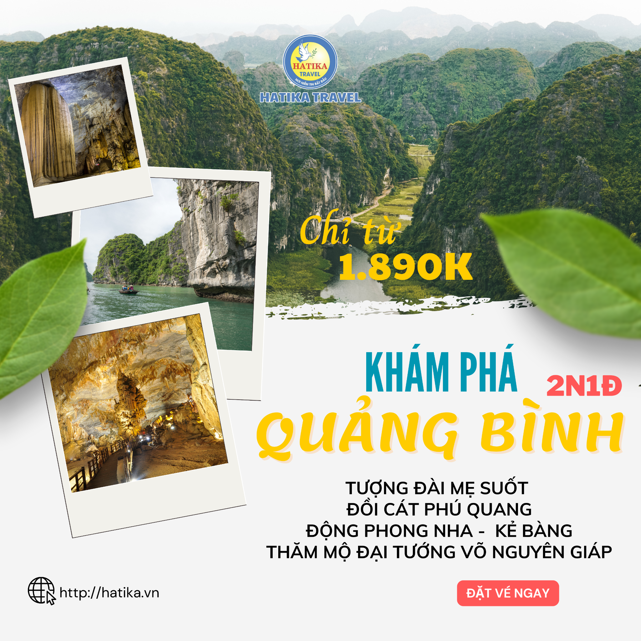 TOUR KỲ ANH - QUẢNG BÌNH - ĐỘNG THIÊN ĐƯỜNG - 2N1Đ