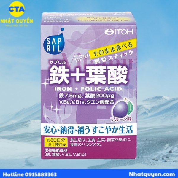 Bột uống bổ sung Sắt - Axit Folic ITOH Sapril Nhật Bản