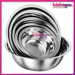 Tô Trộn Bột Inox Làm Bánh Hàng Chuẩn 20cm - 22cm - 24cm - 26cm - 28cm