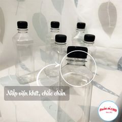 100 Chai Nhựa Vuông Nắp đen 330ml,470ml Việt Nhật–Chai Nhựa Đựng Trà Sữa, Nước ép An Toàn