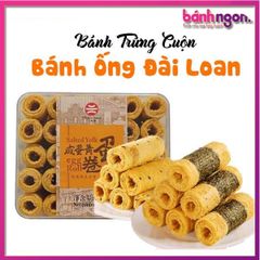 Bánh ống Đài Loan (Bánh Trứng Cuộn) Vị Truyền Thống, Trứng Muối, Rong Biển, Trọng Lượng 218Gr Hộp 30 Cái